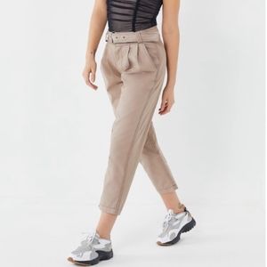 High-Rise Pleated Belted Tapered Utility Pants,NWT